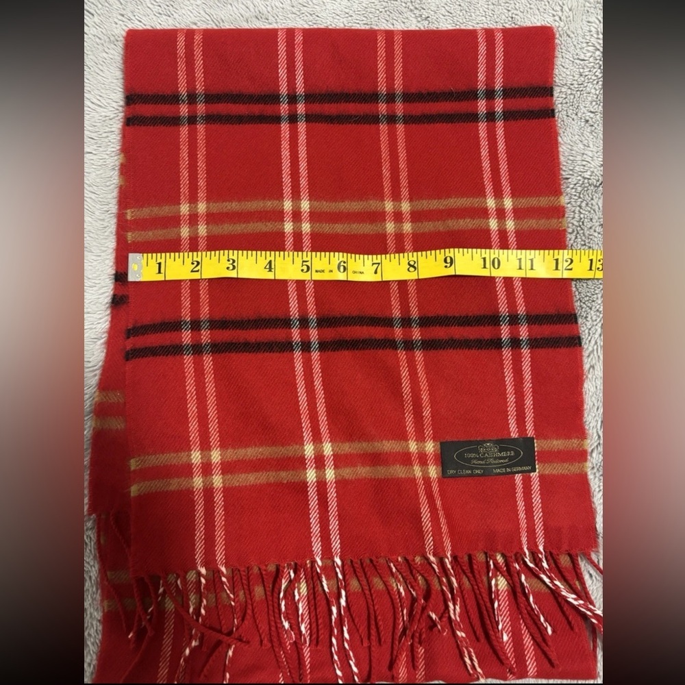 100% Cashmere Plaid Fringe Scarf Made in Germany - Classic Tartan - Picture 2 of 4